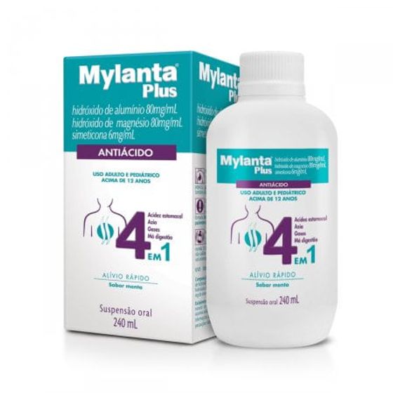 Mylanta Plus 6mg/mL + 80mg/mL + 80mg/mL Suspensão Oral Sabor Menta - Frasco com 240mL - Imagem 2