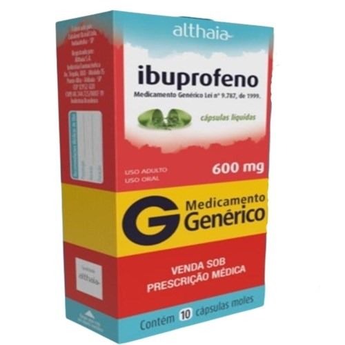 Ibuprofeno 600mg Cápsula Mole Caixa Com 10 Cápsulas