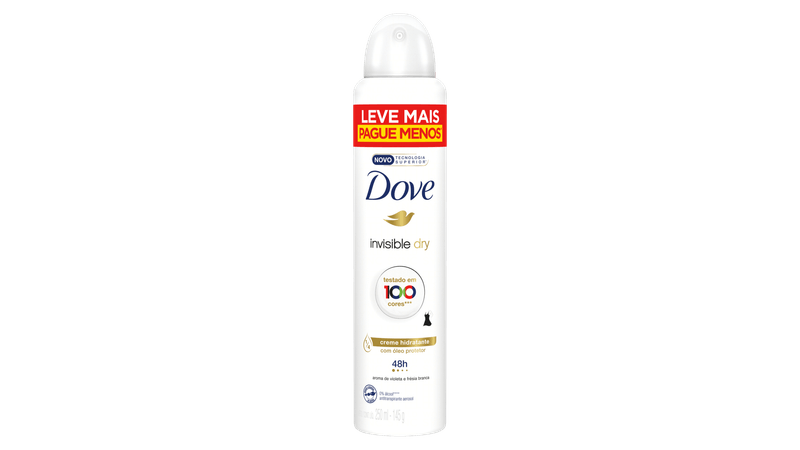 Desodorante Aerosol Antitranspirante Dove 250 ml Leve Mais Pague Menos  Invisible Dry - LojasLivia