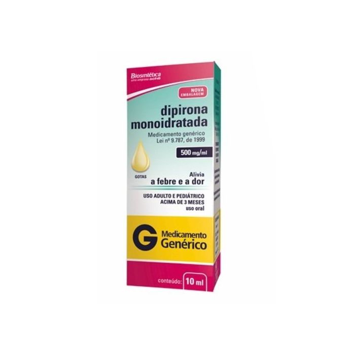 Dipirona Monoidratada 500MG/ML Solução Oral Gotas - 1 Frasco Com 10 ML ...