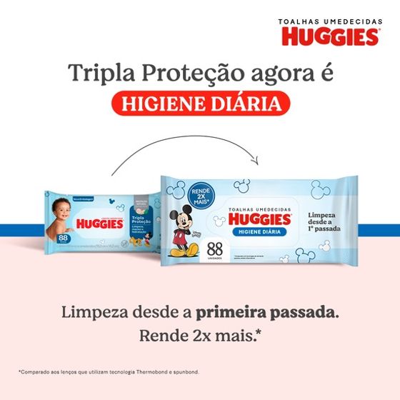 Lenços Umedecidos Huggies Higiene Diária 88 Unidades - Imagem 2