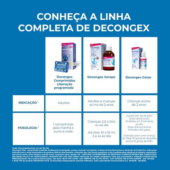 Decongex Plus 12mg + 15mg Comprimido Revestido de Liberação Prolongada - Blíster com 4 Comprimidos - Imagem 4