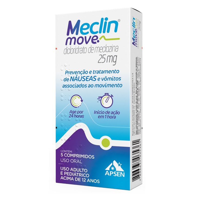 Meclin Move 25mg Comprimido - Caixa com 5 Comprimidos 7896637035361